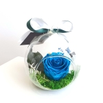 Blue preserved rose in a glass dome