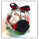 DOUBLE BLACK PRESERVED ROSE IN A GLASS DOME