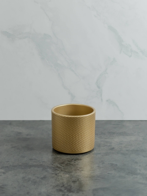 GOLD CERAMIC POT WITH DOTS
