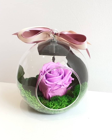 HER'S_18 - LIGHT PURPLE PRESERVED ROSE IN A GLASS DMOE - 40 EUROS