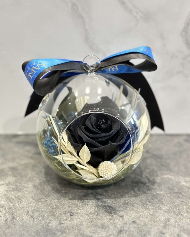 HERS_23 - BLACK PRESERVED ROSE IN A GLASS DOME - 55 EUROS